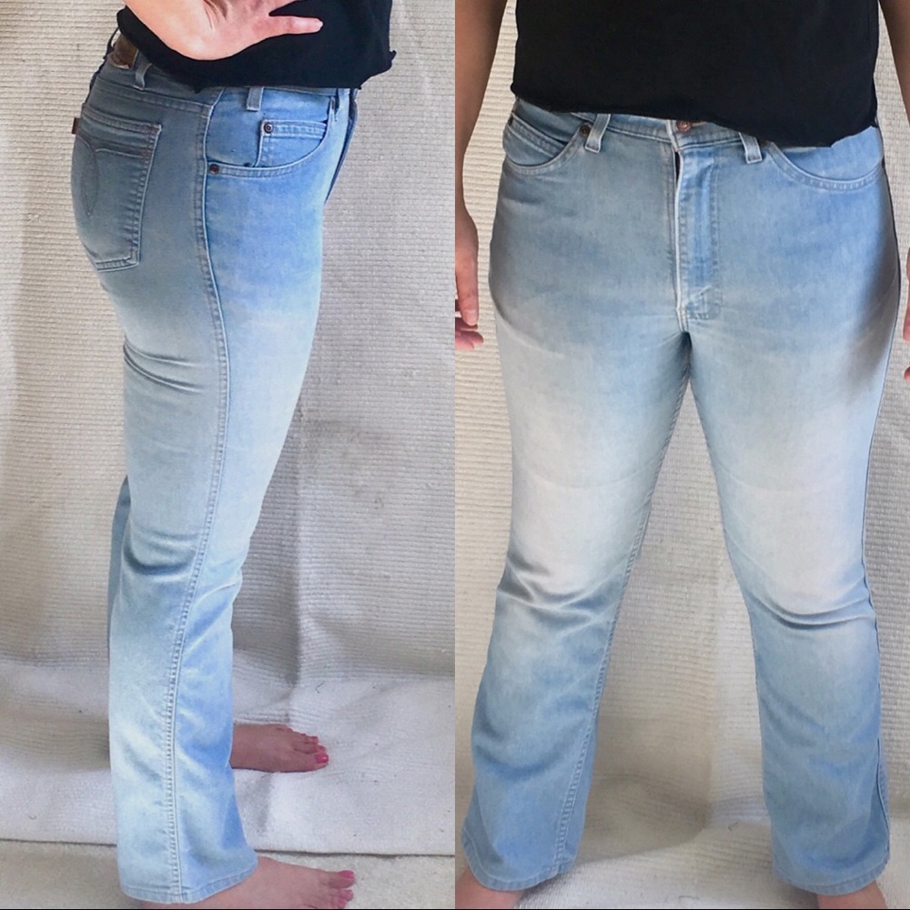 Vintage 70s M/L Stretch Levi's Jeans Ankle Straight High Waisted - Picture 5 of 8